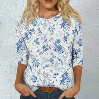 Fragarn Womens Sleeve Crewneck Cute košulje Ležerne prilike Trendy Bluuses Tri guarter Dužina majica