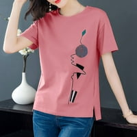 Aaiaymet ženski ljetni vrhovi bluza majica majica kratki modni modni modni dame Žene Ležerne prilike ispisane žene Works Works Hot Pink, M
