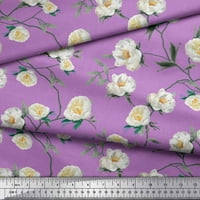 Soimoi ljubičasta modalna satenska tkanina odlazi i magnolija cvjetni print šiva šipka tkanina