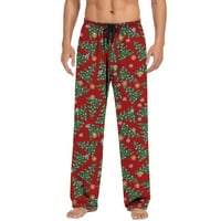 Wefusti Mens Pajama hlače Božićne muške casual pantalone Pajama hlače sa crtežom i džepovima Božićne