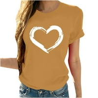 HFYIHGF čvrste majice za žene priopćenje u obliku srca Crewneck kratki rukav ljetni casual jednostavan