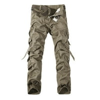 Wendunide teretni pantalone za muškarce Ležerne prilike naglih sa zatvaračima s više patentnih patentnih zatvarača Srednji struk Čvrsto labave pantalone Teretne hlače vojska zelena