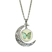 Valentinovo čišćenje Aieott Galaxy Crescent Moon Privjesak ogrlice za žene Sterling Srebrne ogrlice