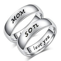 Uhndy titanium čelik mama sin, volim te isklesano pismo prstena za prste majke