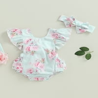 Wassery Baby Girls Outfits Mjeseci Dojenčad Djevojke Dvije kombineze za ljetnu odjeću Cvjetni ruffle
