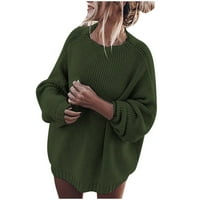 Symoidni pulover za žene - pulover dugih rukava Ležerne prilike za posadu s radom na rame s punim pletenim