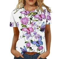 Cotonie Women Fashion Summer Casual Print Okrugli vrat Majica s kratkim rukavima TOP bluza pulover