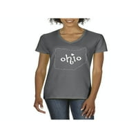 Normalno je dosadno - ženska majica s kratkim rukavima V-izrez, do žena veličine 3xl - mapa Ohio
