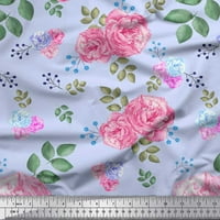 Bobice tkanine za siamoi poliester Crepe, lišće i ružičasti cvijet od tiskanog tkanine