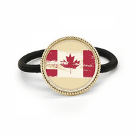 Kanada Flavor zastava i javora Srebrna metalna kravata za kosu i gumeni trak za glavu