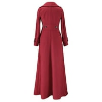 DTIDTPE zimski kaputi za žene, žene zimske rever od vitka kaput jakna dugačka parka preko kaputa za kapute za žene za žene, crvena