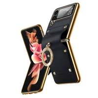 Rush prstena za Samsung Galaxy Z Flip 5G Case sa zaštitnikom zaslona kamere, otporna na udarcu PU kožnog poklopca za ruke S787