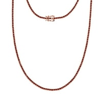14K ružičasto zlato okruglo rezanje simulirano graneta tenis ogrlica 3. do 4. Veličina karata i ogrlice - 18
