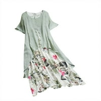Haljine za žene elegantna vintage maxi haljina O-izrez plus veličina kratkih rukava patchwork haljina