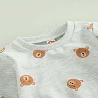 Baby Boys Set Outfits Set Odjeća 1T 2T 3T dječaci s dugim rukavima crtani medvjed ispis dukserice i