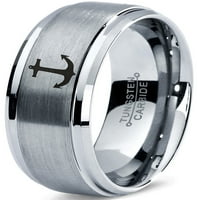 Tungsten sidro za sidrenje prsten za muškarce Žene Udobne fit sive koraka Bevel Edge brušeni polirani