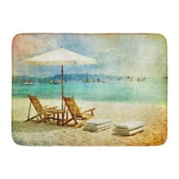 Plava Vintage Tropska plaža Retro stilizirana Havaja Vikendica Summertime VADORMAT Podna prostirka Rug