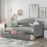 Kepooman Dvostruki veličine Drveni dnevni krevet s ladicama za spavaću sobu, 78.2 L 42.3 W 35.4 H, siva