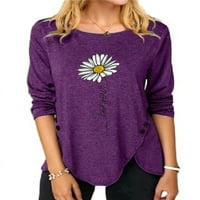 Niveer ženska posada izrez labave casual top majica s dugim rukavima cvjetni ispis pada pulover Tuničke