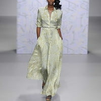 Haljine Qolati za žene Elegantni izmet V izrez struk kaiš za pojas Maxi haljina klasična fit dugačka