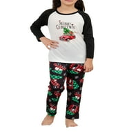Huakaishijie Podudaranje porodične pidžame Postavi Božićni PJ-ovi slovi auto ispisa s hlačama zaglavlja za spavanje