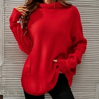 Dame Jesen Zima Solid Color Turtleneck džemper dugih rukava Pleteni džemper, crveni XL