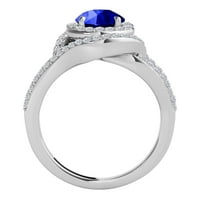 Mauli dragulji za žene 1. karatni dijamant i tanzanit prsten 4-prong 14k bijelo zlato