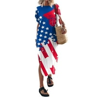 Ženska ljetna majica Haljina Raglan rukav Crewneck Neovisnosti Dan Neovisnosti Ispis labave prorez Bočne