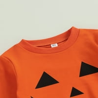 Nituyy Toddler Halloween Outfits dugih rukava bundeve lica tiskana majica + džepne hlače postavi odjeću