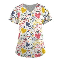 HHEI_K Ženski personalizirani print kratkih rukava V-izrez V-izrez Radne majice Ženska bluza