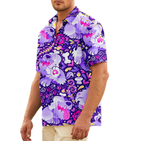 FNYKO Ljetna havajska košulja za muškarce Dječaci Crtani slatko tiskano šareno opušteno-fit casual majica s kratkim rukavima niz havajska majica modne majice na plaži za odrasle djece
