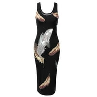 Stamzod plaže haljine za žene modni ležerni ljetni kratki rukav sa ramena Ispis Okrugli vrat haljina crna xxl