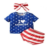 Bagilaanoe 0-3T Djevojka za bebe 4. jula Outfits Outfits Neovisnosti za novorođenčad Dan Stars Striped