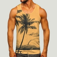 Vrhovi rezervoara muškarci i veliki muškarci Muški havajski tenk top top plaža TOP majica casual udoban bez rukava Top Yel XL