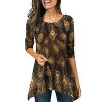 Ženska majica s dugim rukavima okrugli vrat tiskani labavi pulover ženske vrhove odjeća Trendy Comfy