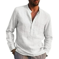 Muška ljetna majica Muški casual štand ovratnik od pune košulje dugih rukava džep pamučne košulje