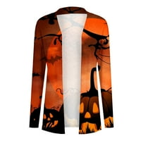 MLQIDK Ženska Halloween Cardigans Plus veličina Dugih rukava Pumpkin Ispis Jesen Klasični fit vrhovi