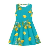 Džojdžeri savezničkim trgovinama haljina bez rukava 3D limun otisnuta ležerna ljuljačka twirl suknja