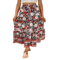 Carlilly Women Ljetna suknja, elastična struka cvjetna suknja za ljuljanje u casual svakodnevno