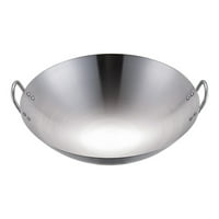 Wok pan wok čelik nehrđajući nehrđajući rub kuhanje prženje duboko ručka kuhinja domaćin sa dvostrukim saute okruglicom