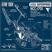 Star Trek Blueprint Enterprise Nacrt Laminirani i uokvireni poster
