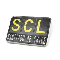 Porcelein Pin SCL Airport Code za Santiago de Chile Lapel značka - Neonblond