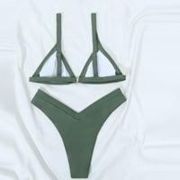 Plus size kupaćim kostim za žene obrezivanje bikini kratki rukav retro retro a-line kravata zelena s