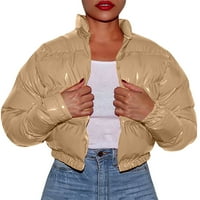 Zimske jakne za žene jesen pamuk sjajan metalni kratki pamuk kratki čvrsti boja Vintage Overcoats jakna