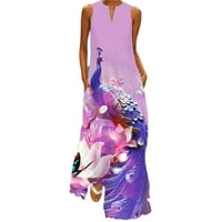Elegantno svečane haljine za žene Žene Ljeto Ležerne prilike bez rukava V izrez Maxi Labava haljina
