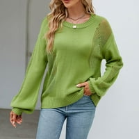 Wyongtao ženski pulover džemper casual boja dugih rukava okrugli vrat, zeleni m