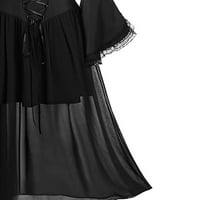 Safuny Women's Plus size Mini šifonske haljine Gotic Čvrsta čipka za kvačivanje SPLOVER HALLOWEEN Nepravilni