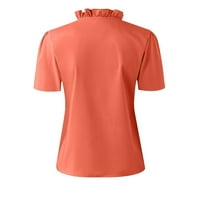 Ženski ljetni bluze V-izrez grafički otisci kratkih rukava Hemise vrhovi narandžasti l