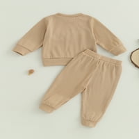 Biayxms Baby hlače set, dugih rukava za vez za vez za vez za vez s elastičnim strukom Duksevi s elastičnom