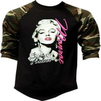 Muška marilyn Monroe Forever Pink Tee Black Camo Raglan bejzbol majica Veliki crni camo